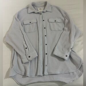 Aerie Women's Light Gray Waffle Shirt Jacket